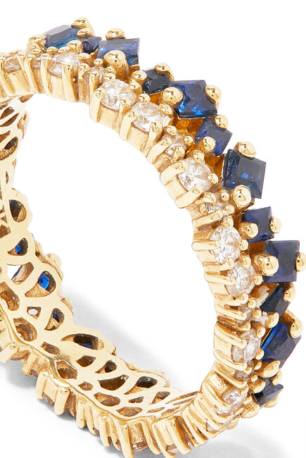 Sapphire Double Eternity Band, 18k Gold with Sapphire & Diamond